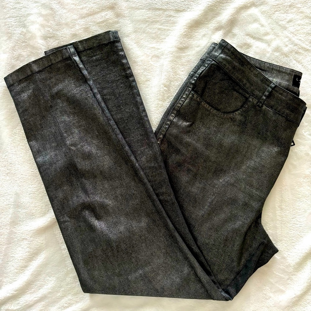 LAUNDRY by Shelli Segal Black Metallic Skinny Cropped Pants--EUC--8 - Picture 13 of 16